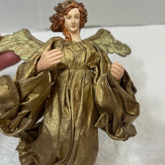 VTG Red Haired Guardian Angel Gold Gown Hanging Holiday Christmas Ornament 6" - Picture 11 of 13